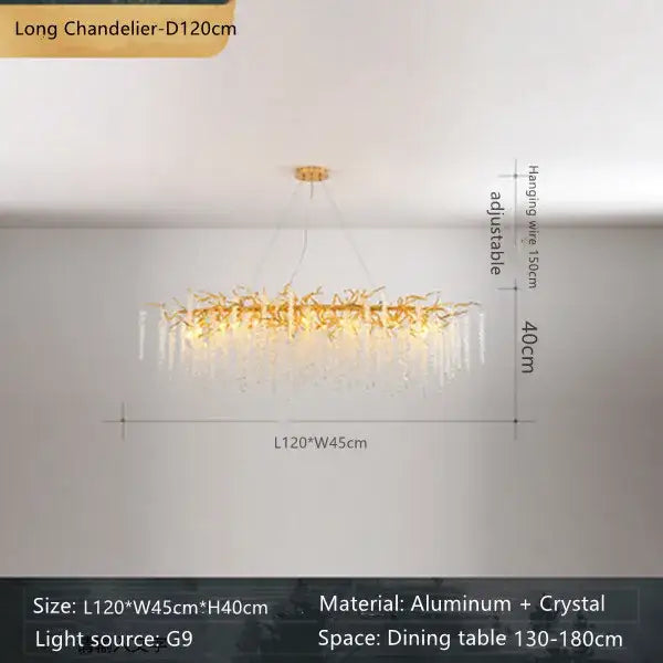 French romantic gold crystal branch chandelier with delicate aluminum frame and dangling crystals for dining room decorbites crystal branch