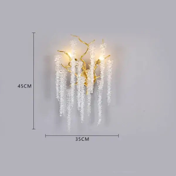 Gold-toned decorbites crystal branch chandelier with cascading white crystal strands for elegant dining room decorbites crystal