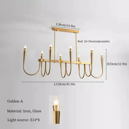 Golden french style black and gold pendant light chandelier with brass iron arms and glass candle bulbs for dining room decorbites french style