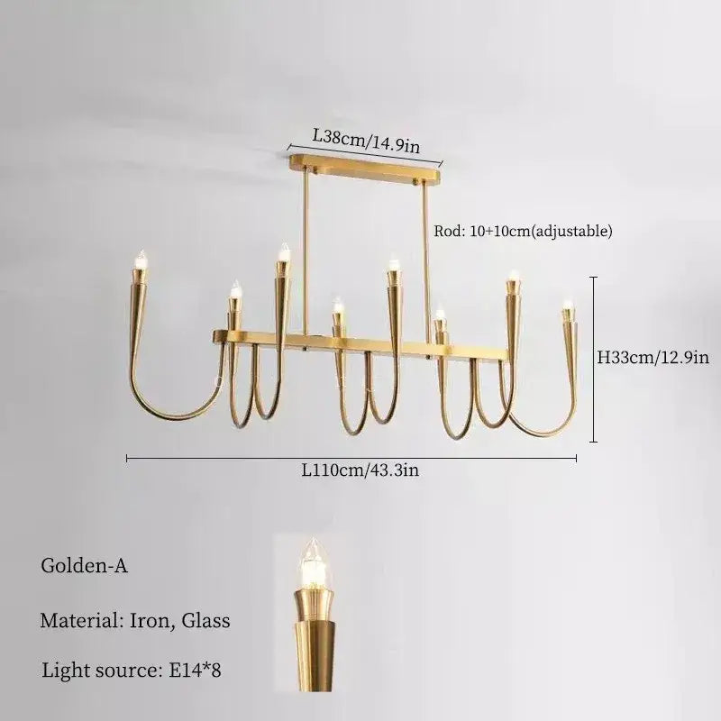 Golden french style black and gold pendant light chandelier with brass iron arms and glass candle bulbs for dining room decorbites french style