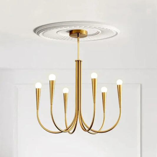 French style black and gold pendant light chandelier with six curved arms and frosted bulb fixtures for dining room decorbites french style