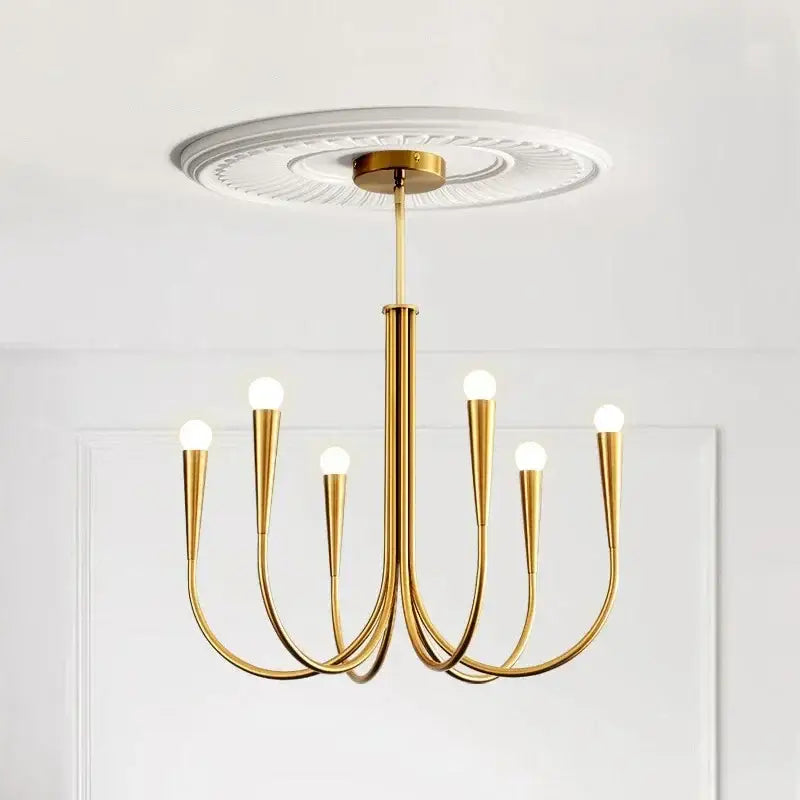 French style black and gold pendant light chandelier with six curved arms and frosted bulb fixtures for dining room decorbites french style
