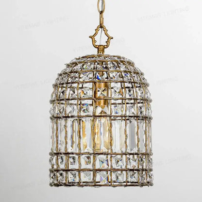 French style bronze crystal chandelier cage pendant light with gold-toned crystals for elegant living room decorbites design