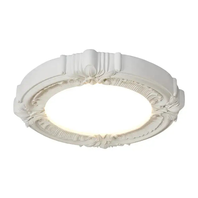 Off-white decorbites french style ceiling light with ornate floral and scrollwork carved details for bedroom decor