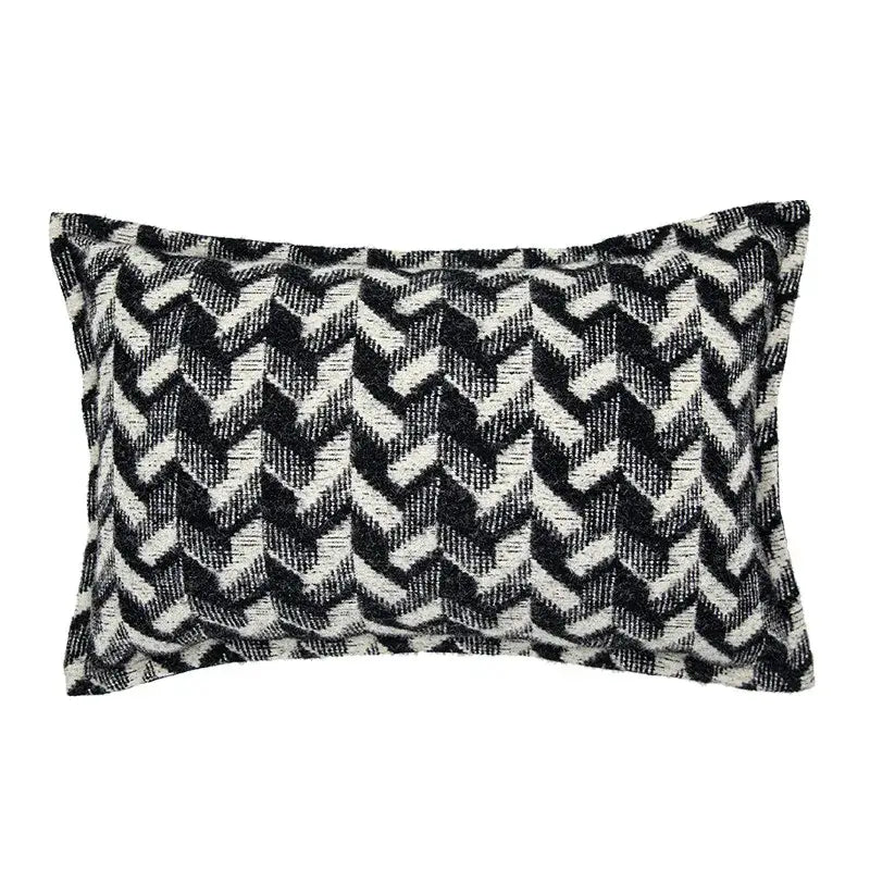 Black and white herringbone style decor pillowcase with woven fabric finish for french style decorbites living room decor