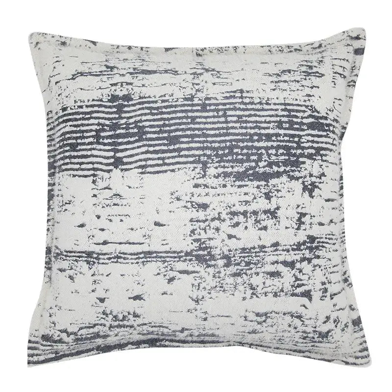 A french style decorbites square throw pillow with textured gray streaks on off-white for living room decor