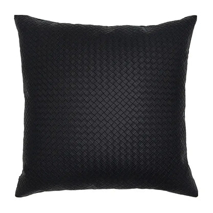 Black woven leather throw pillow with diamond pattern for french style decorbites french style living room decor
