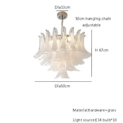A decorbites french style glass chandelier with tiered frosted glass shades and cascading white light for living room decor