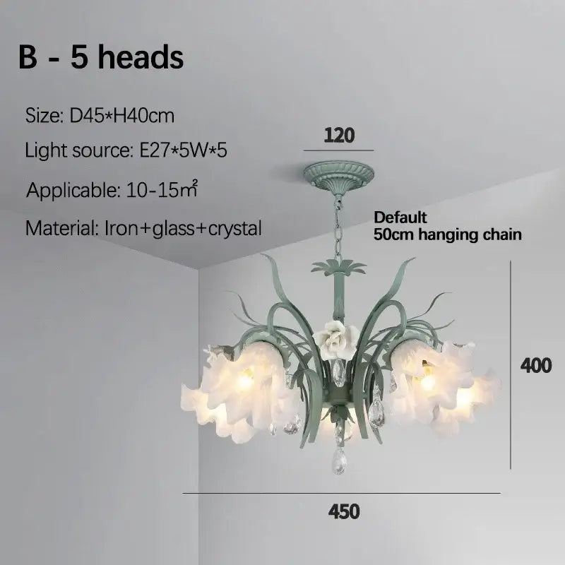 French style mint green crystal flower chandelier with white glass shades and crystal droplets for living room decorbites crystal flower