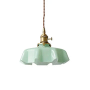 Delicate mint green glass pendant light with brass fixture and twisted brown cord for kitchen island decorbites french vintage pendant