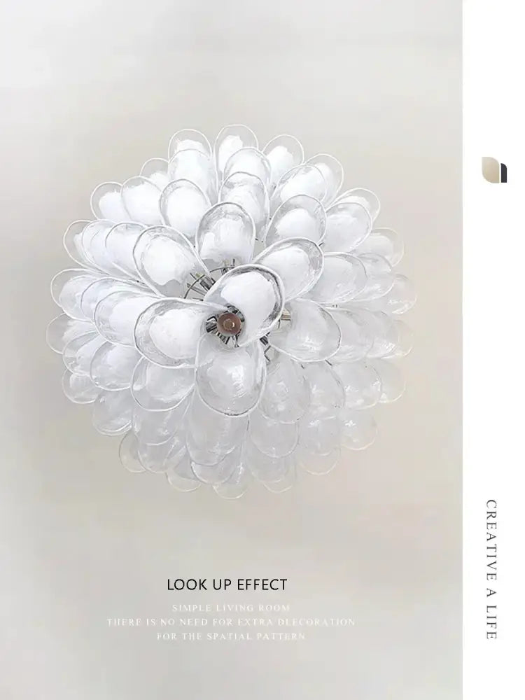 Clear glass french white glass petal chandelier with floral design pendant lights for dining room decorbites french white