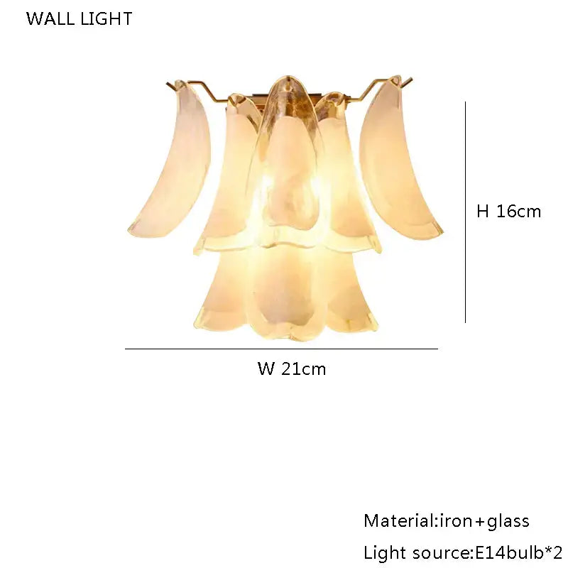 Gold-toned iron and french white glass pendant lights with layered translucent petal shades from decorbites french white collection