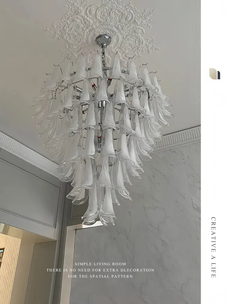 Multi-tiered pendant lights with french white glass bell-shaped shades and polished chrome frame for dining room decorbites french white