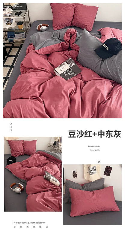 Fresh Solid Color Cotton Quilt Set - 4-Piece