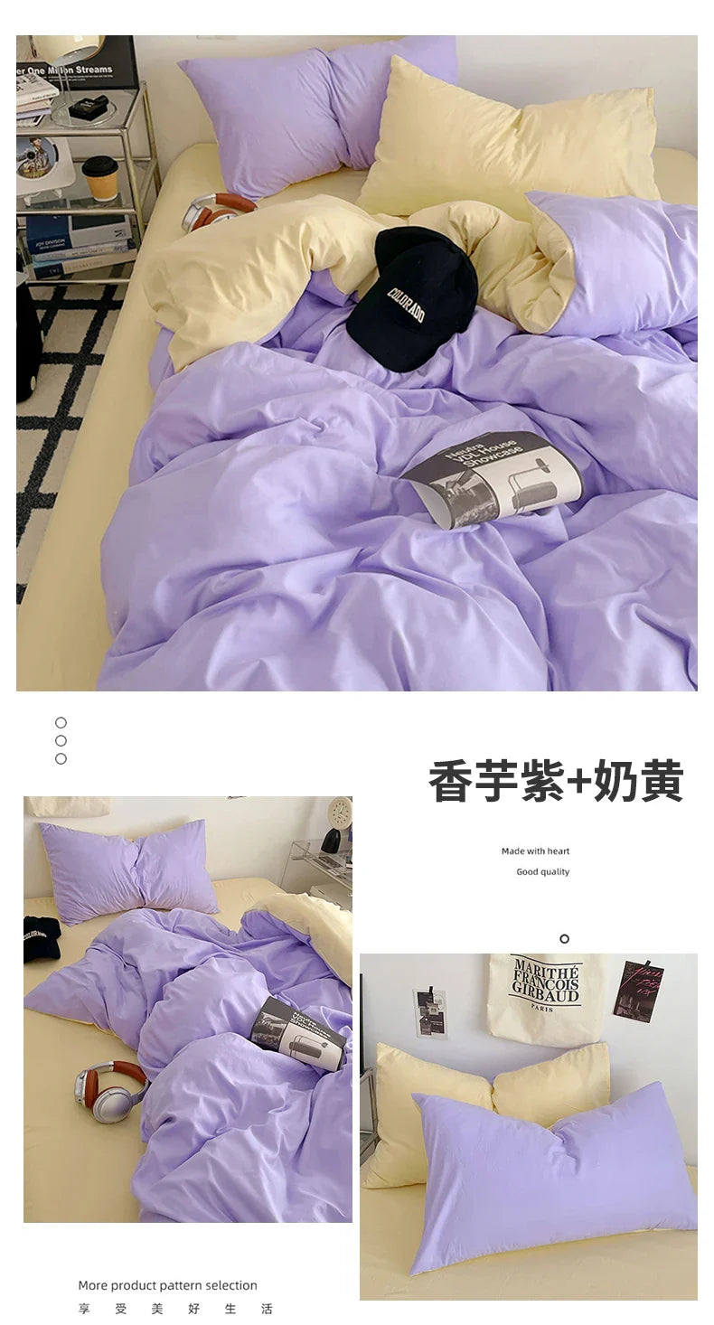 Fresh Solid Color Cotton Quilt Set - 4-Piece