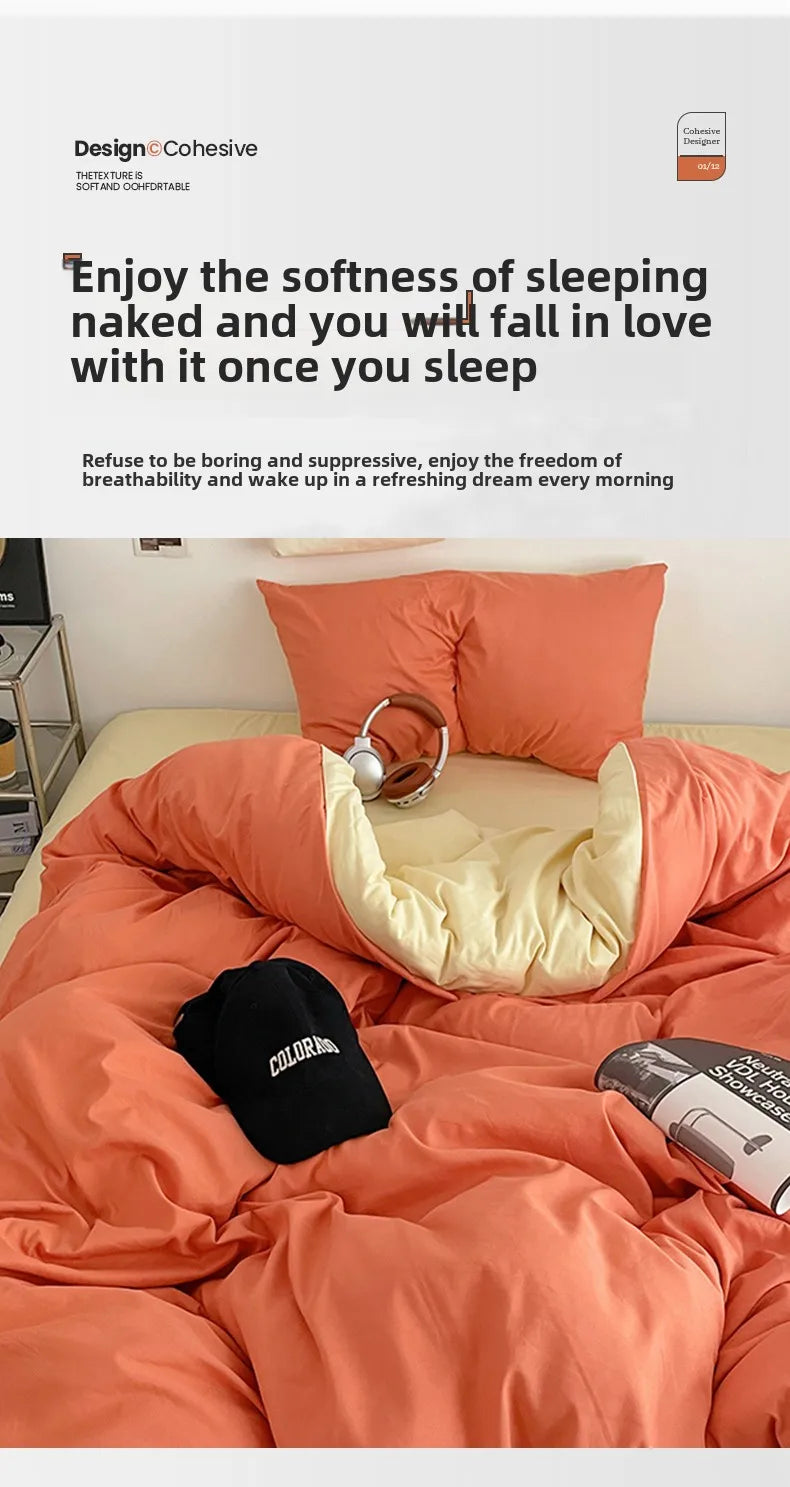 Fresh Solid Color Cotton Quilt Set - 4-Piece