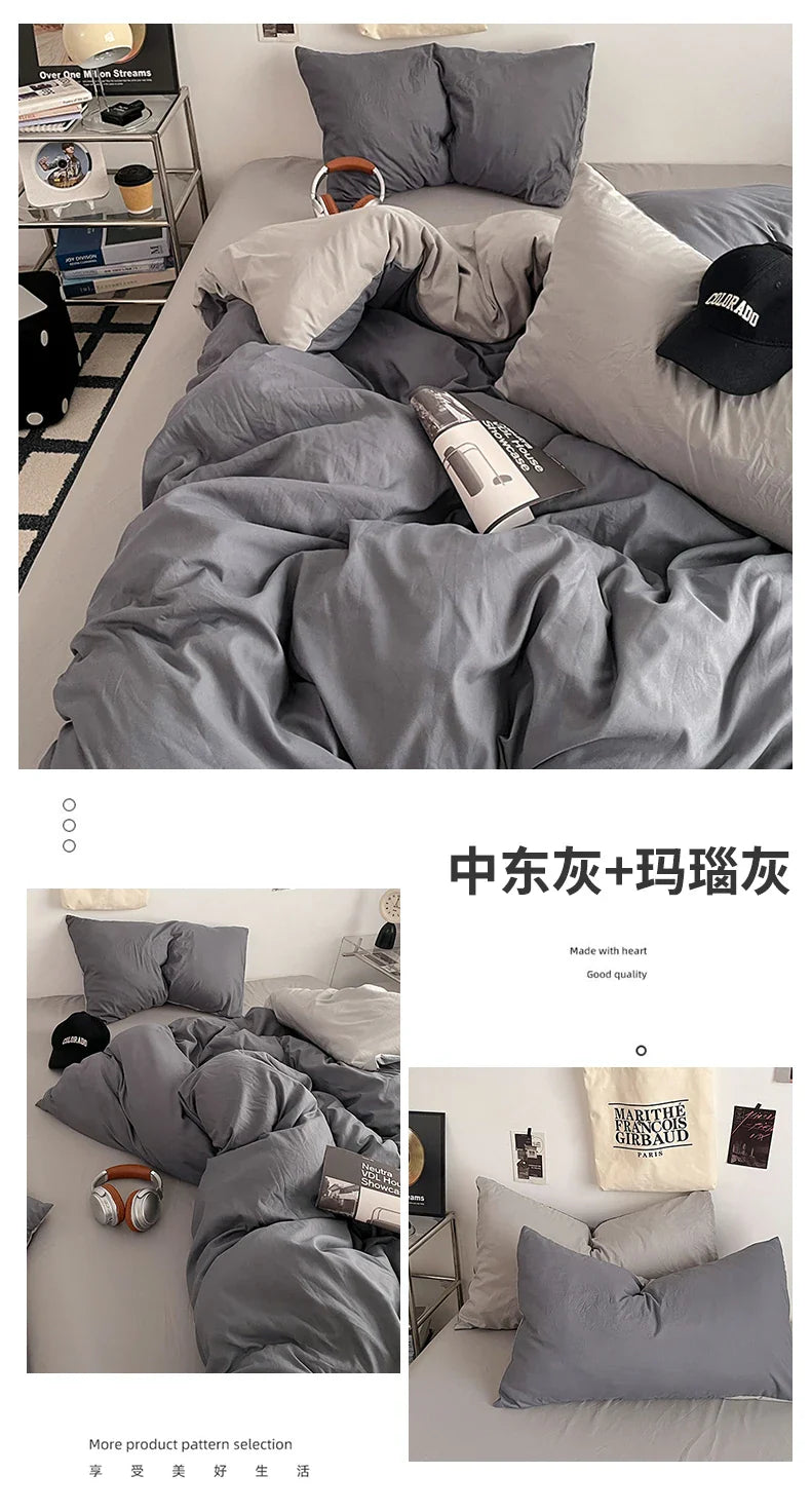 Fresh Solid Color Cotton Quilt Set - 4-Piece