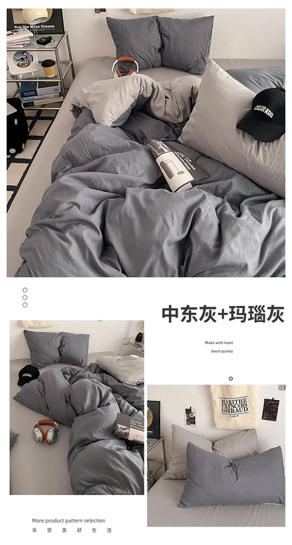 Fresh Solid Color Cotton Quilt Set - 4-Piece