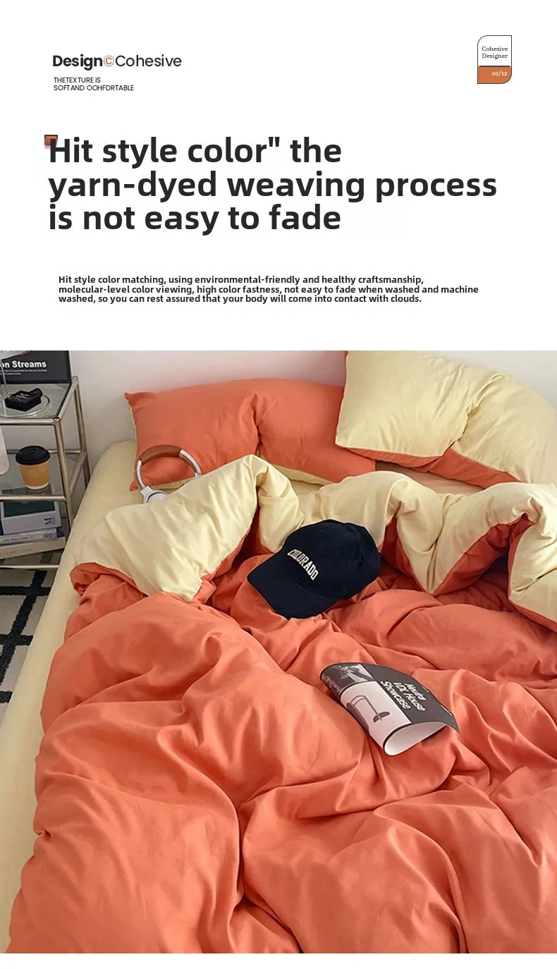 Fresh Solid Color Cotton Quilt Set - 4-Piece