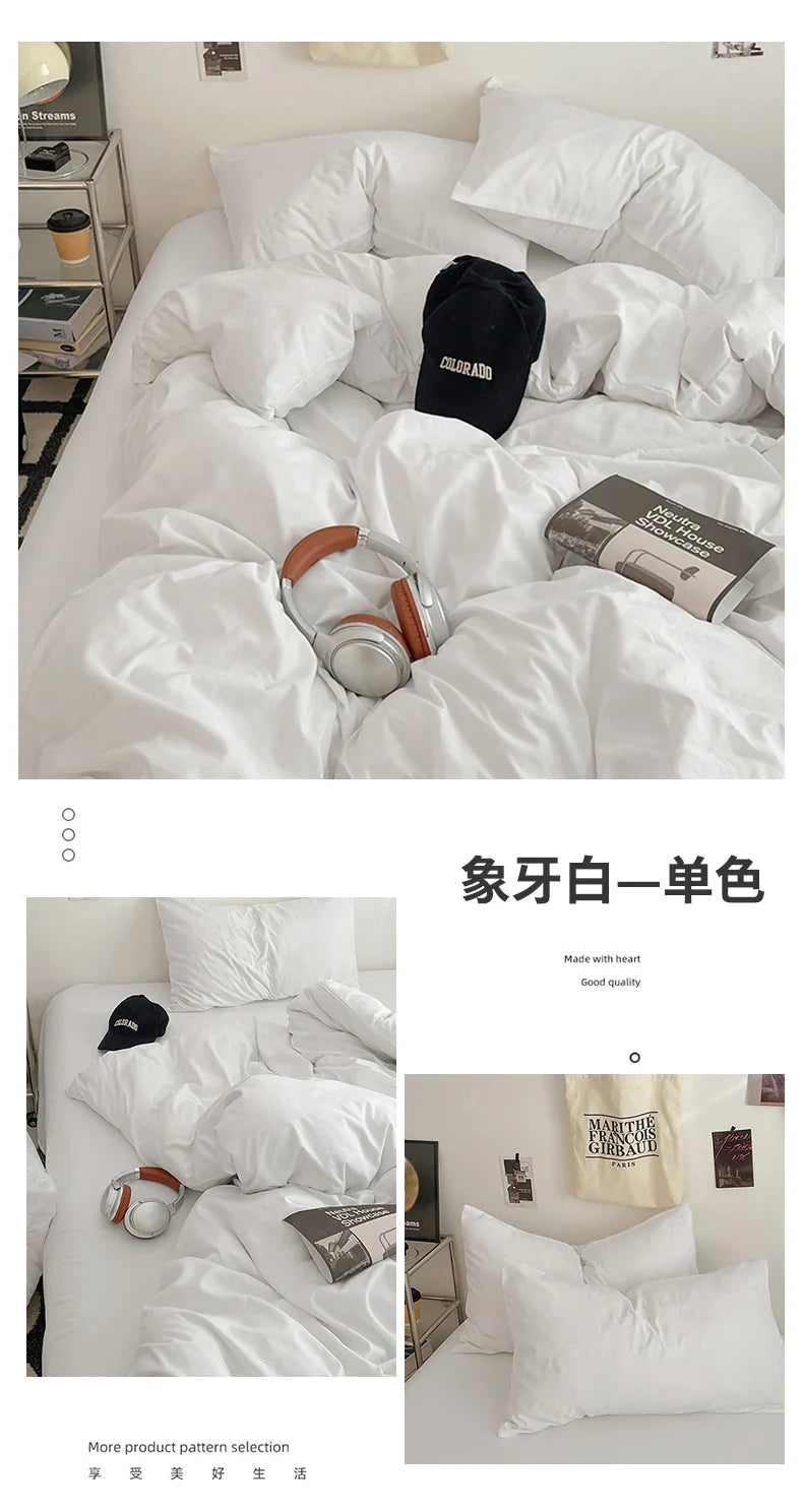 Fresh Solid Color Cotton Quilt Set - 4-Piece