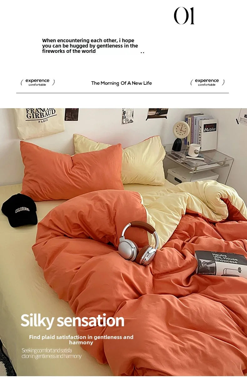 Fresh Solid Color Cotton Quilt Set - 4-Piece