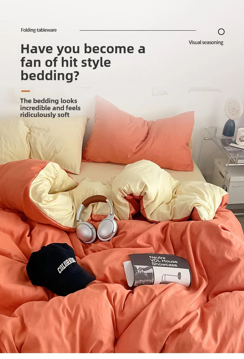 Fresh Solid Color Cotton Quilt Set - 4-Piece