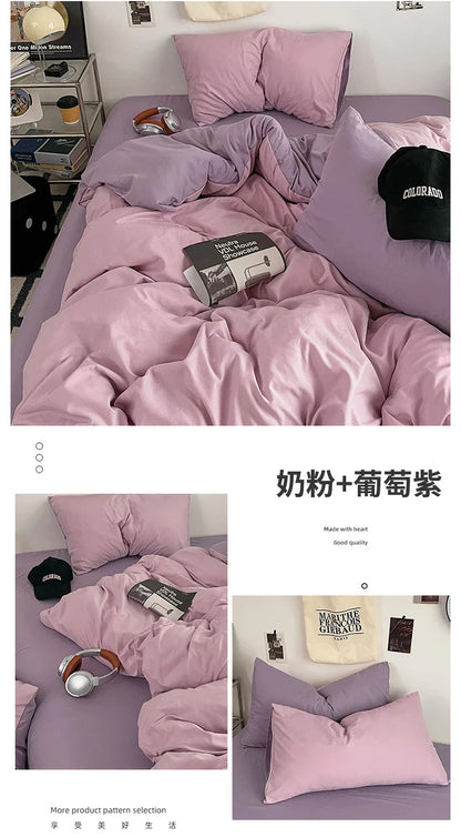 Fresh Solid Color Cotton Quilt Set - 4-Piece