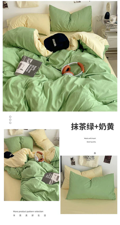 Fresh Solid Color Cotton Quilt Set - 4-Piece