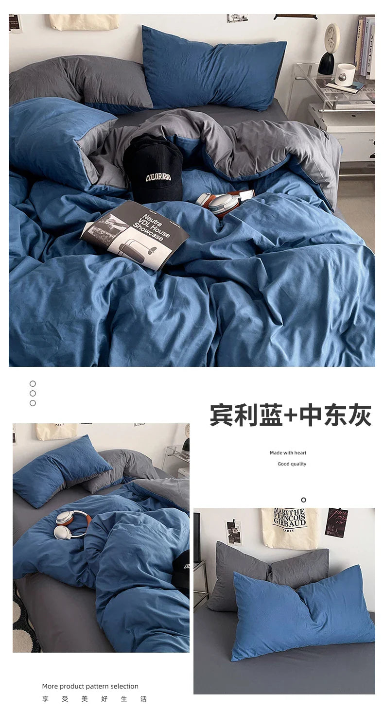 Fresh Solid Color Cotton Quilt Set - 4-Piece