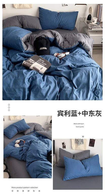 Fresh Solid Color Cotton Quilt Set - 4-Piece