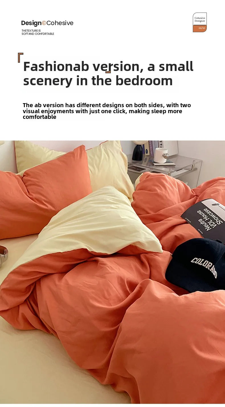 Fresh Solid Color Cotton Quilt Set - 4-Piece