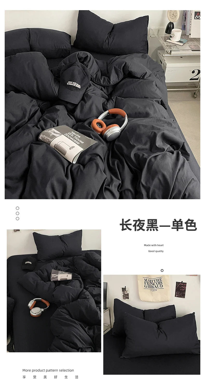 Fresh Solid Color Cotton Quilt Set - 4-Piece