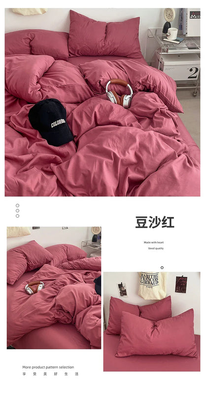 Fresh Solid Color Cotton Quilt Set - 4-Piece