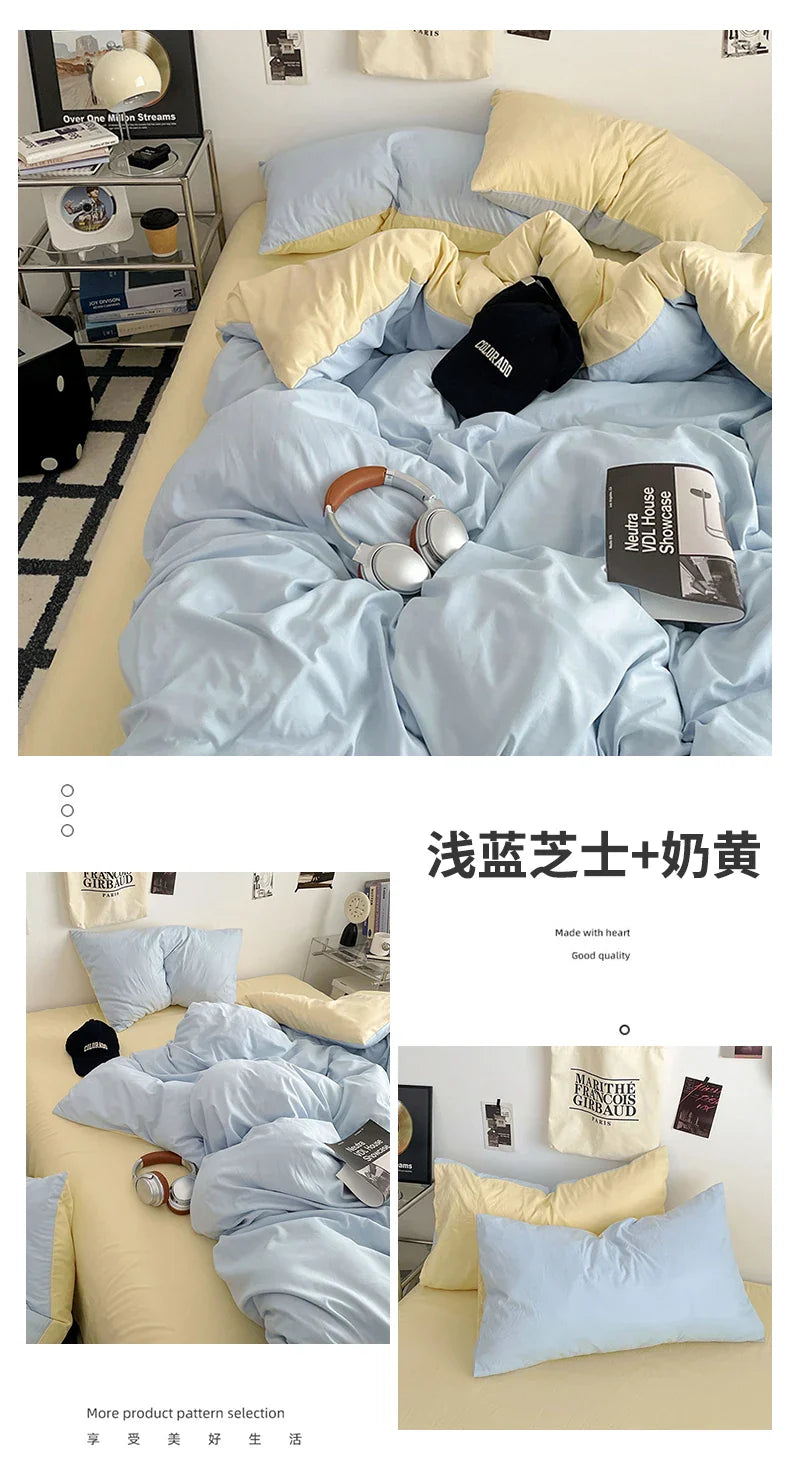 Fresh Solid Color Cotton Quilt Set - 4-Piece