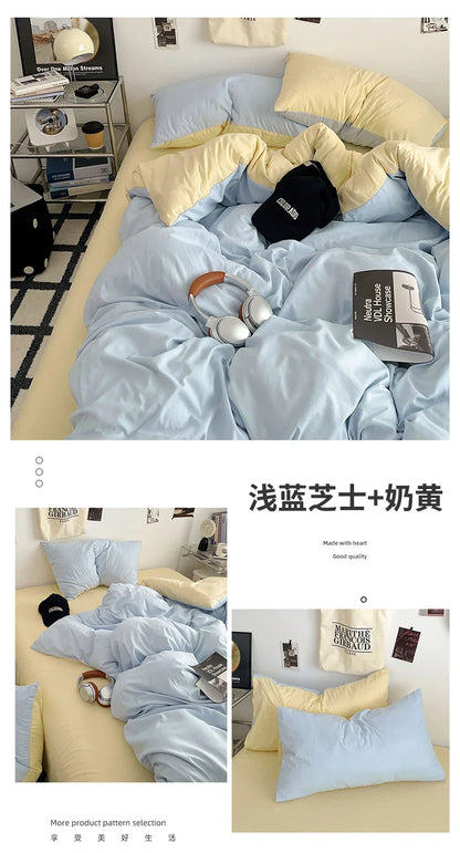 Fresh Solid Color Cotton Quilt Set - 4-Piece