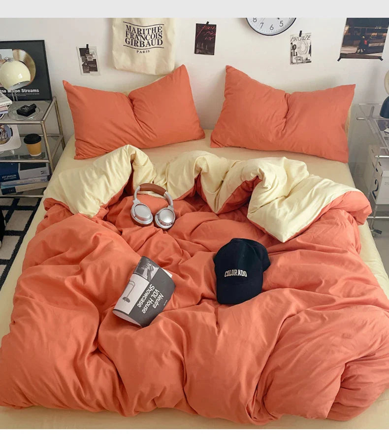 Fresh Solid Color Cotton Quilt Set - 4-Piece