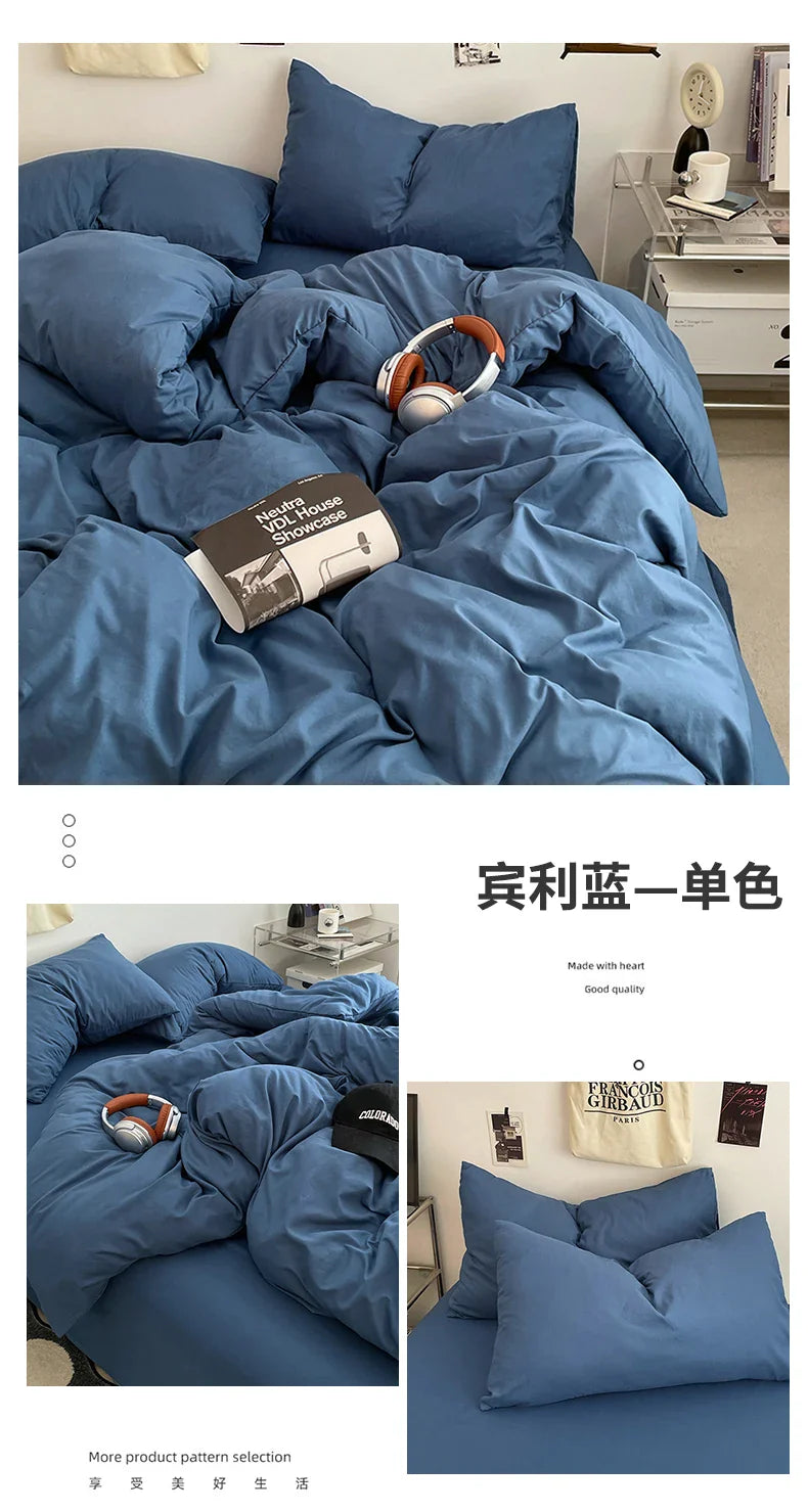 Fresh Solid Color Cotton Quilt Set - 4-Piece