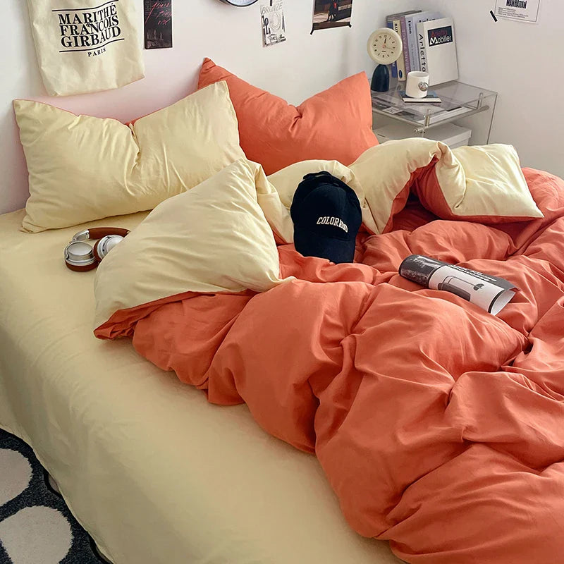 Fresh Solid Color Cotton Quilt Set - 4-Piece