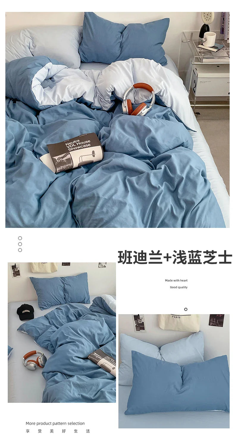 Fresh Solid Color Cotton Quilt Set - 4-Piece