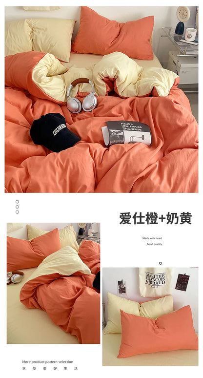 Fresh Solid Color Cotton Quilt Set - 4-Piece