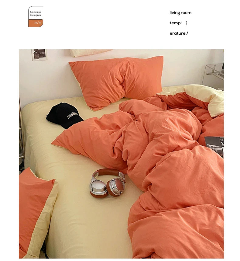 Fresh Solid Color Cotton Quilt Set - 4-Piece