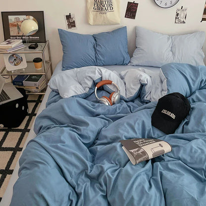 Fresh Solid Color Cotton Quilt Set - 4-Piece - bandilan qianlanzisi / 150x200cm 4pcs / set