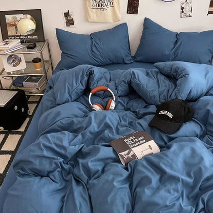 Fresh Solid Color Cotton Quilt Set - 4-Piece - binglilan / 180x220cm 4pcs / set