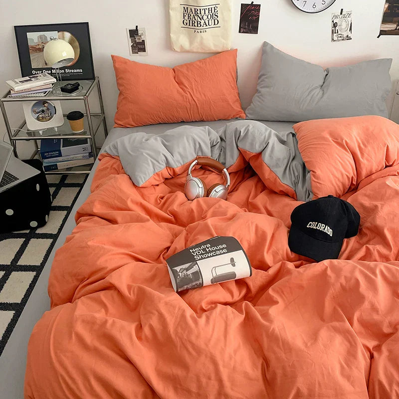 Fresh Solid Color Cotton Quilt Set - 4-Piece - cheng hui / 200x230cm 4pcs / set