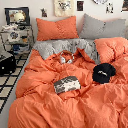 Fresh Solid Color Cotton Quilt Set - 4-Piece - cheng hui / 200x230cm 4pcs / set