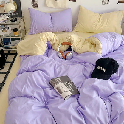 Fresh Solid Color Cotton Quilt Set - 4-Piece - xiangyuzi naihuang / 200x230cm 4pcs / set