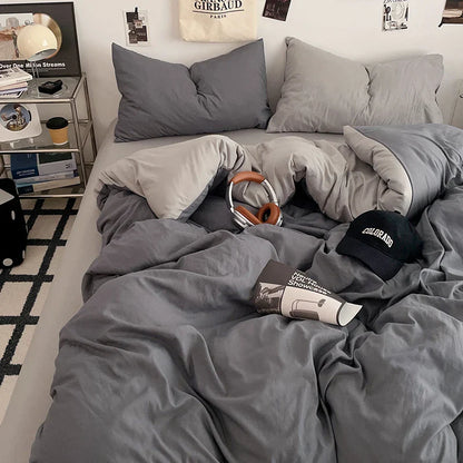 Fresh Solid Color Cotton Quilt Set - 4-Piece - zhongdonghui / 180x220cm 4pcs / set