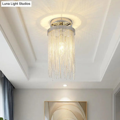 DecorBites™ DecorBites™ Fringed Chainlet Flush Mount Ceiling Light - Contemporary Aluminum Fixture for Corridors