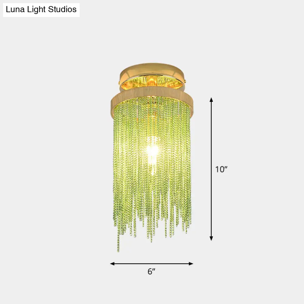 DecorBites™ DecorBites™ Fringed Chainlet Flush Mount Ceiling Light - Contemporary Aluminum Fixture for Corridors