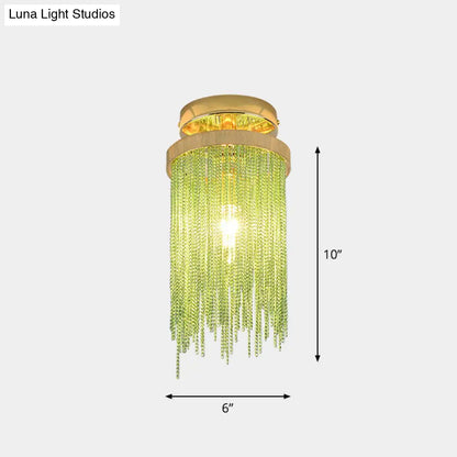 DecorBites™ DecorBites™ Fringed Chainlet Flush Mount Ceiling Light - Contemporary Aluminum Fixture for Corridors